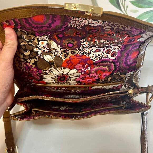 Vera Bradley Quilted Leather Lydia Crossbody Purse Cognac Gold Hardware - Picture 10 of 11